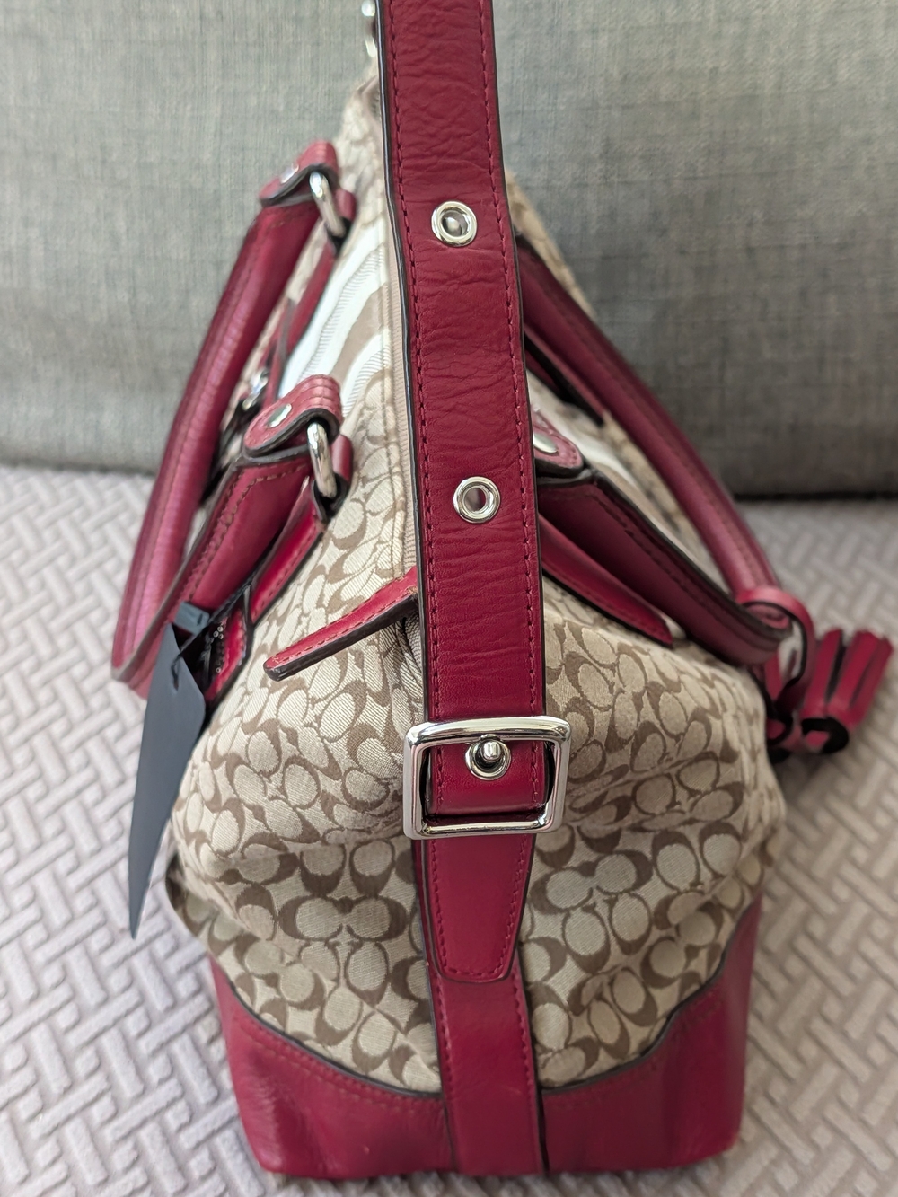 Coach Legacy Signature Stripe Molly Satchel w COA EUC - Picture 6 of 11